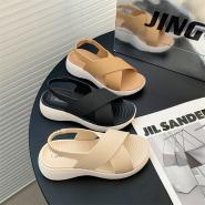 合利鯊新款雙色交叉帶涼鞋夏季女士外穿休閑女鞋厚底時尚沙灘涼鞋